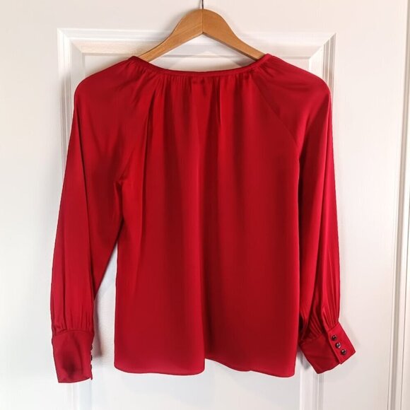 Talbots Red Silk Split Flyaway Front Tunic Top - Picture 3 of 7